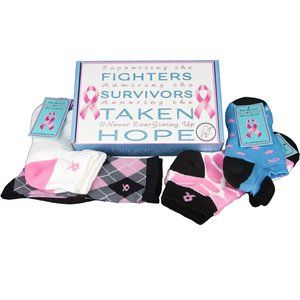 PINK RIBBON VARIETY SOCK BLOCK (4 TOTAL PAIRS)